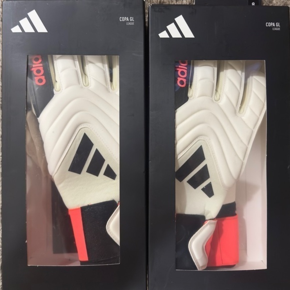 New Adidas Copa GL League Goalkeeper Gloves Ivory Solar Red Black IQ4011 Size 8